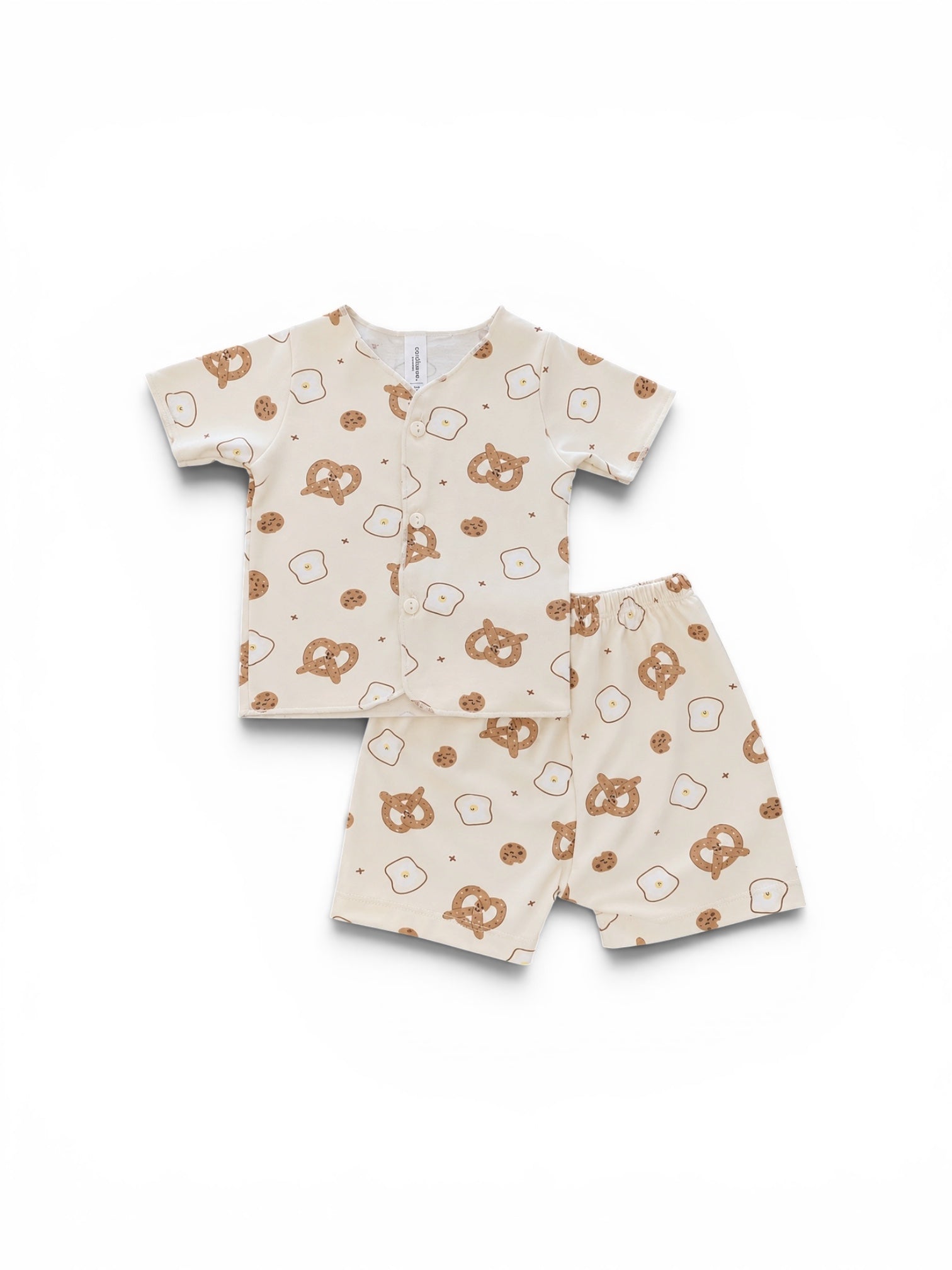 Pretzels - Baby Short Button Down Pajamas - Piyama Bayi Motif
