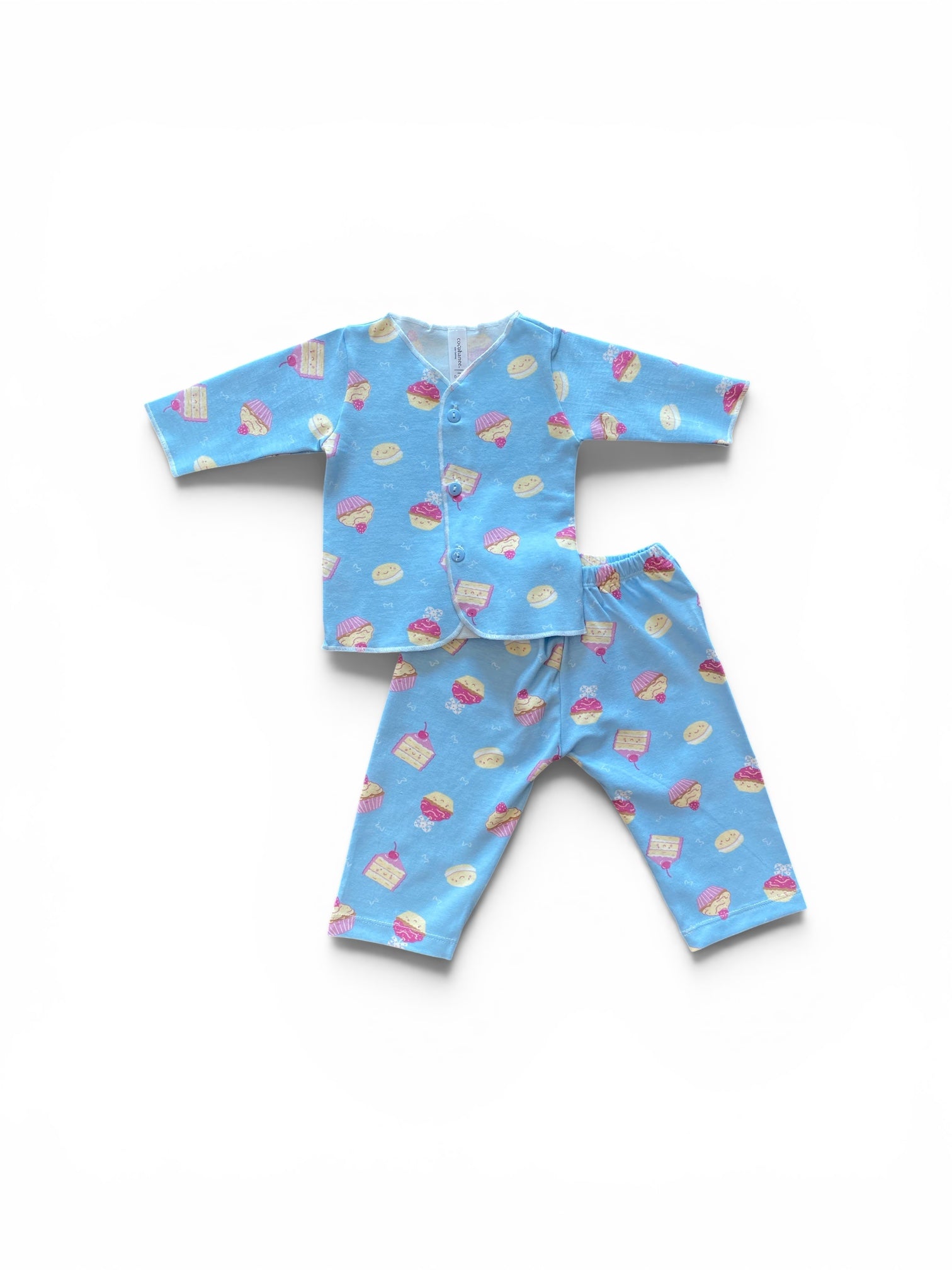 Sweet Treats - Baby Long Button Down Pajamas - Piyama Bayi Motif