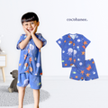 Cocohanee - Marine Blue Button Down Short Pajamas - Piyama Bayi dan Anak dengan Kancing Depan