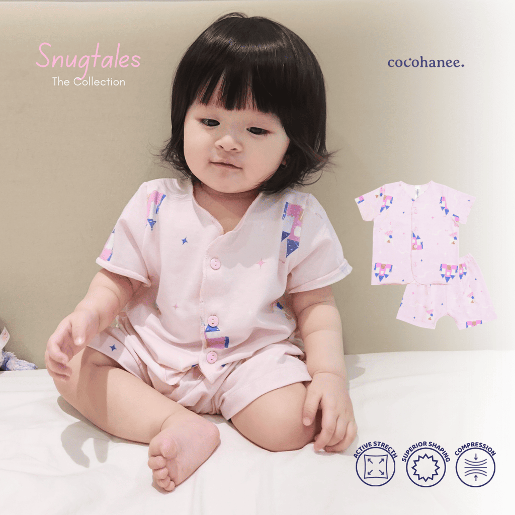 Cocohanee - Fairy Castle - Baby Short Button Down Pajamas - Piyama Bayi dengan Kancing Depan
