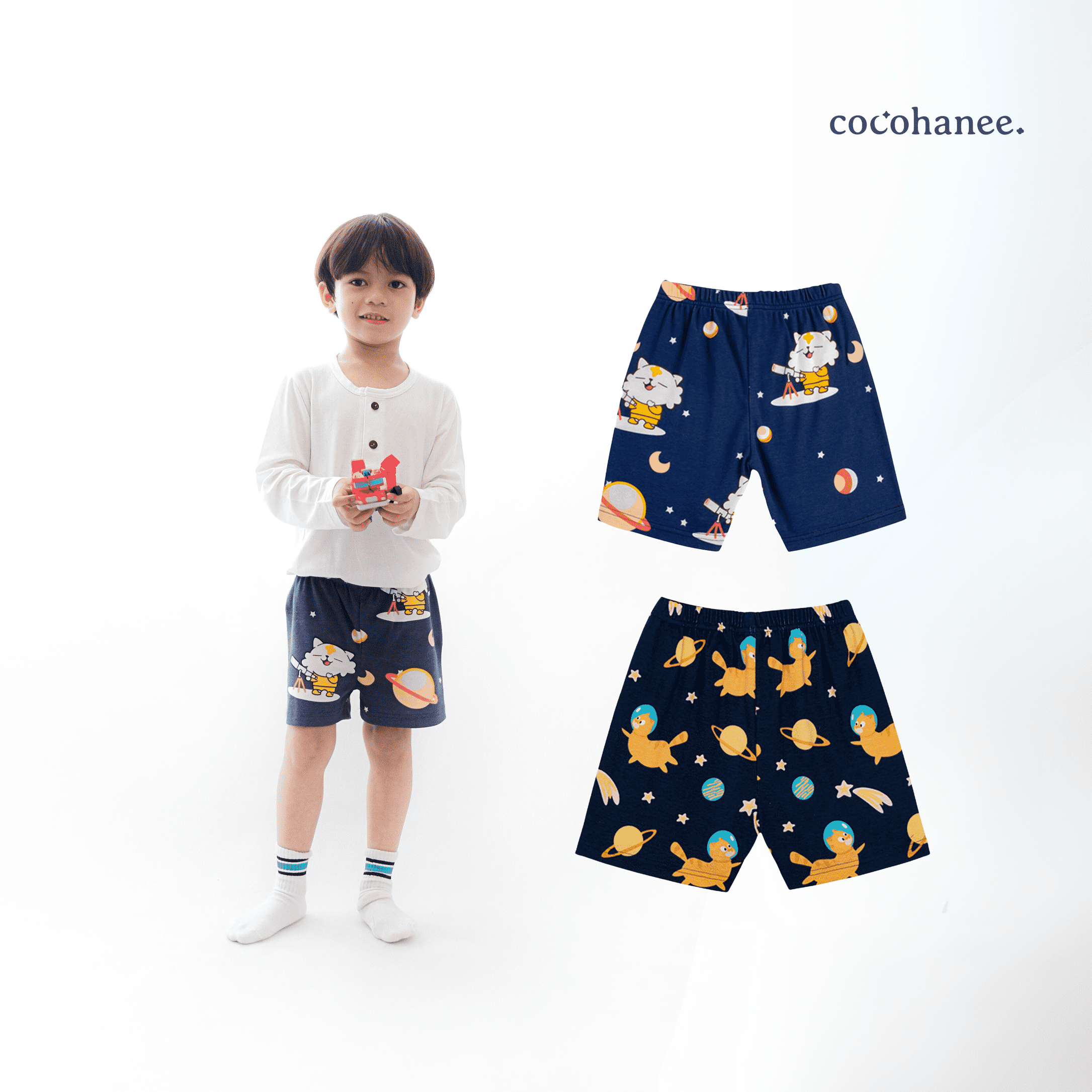 Cocohanee - Outer Space Biker Short Motif - Celana Legging Pendek Anak