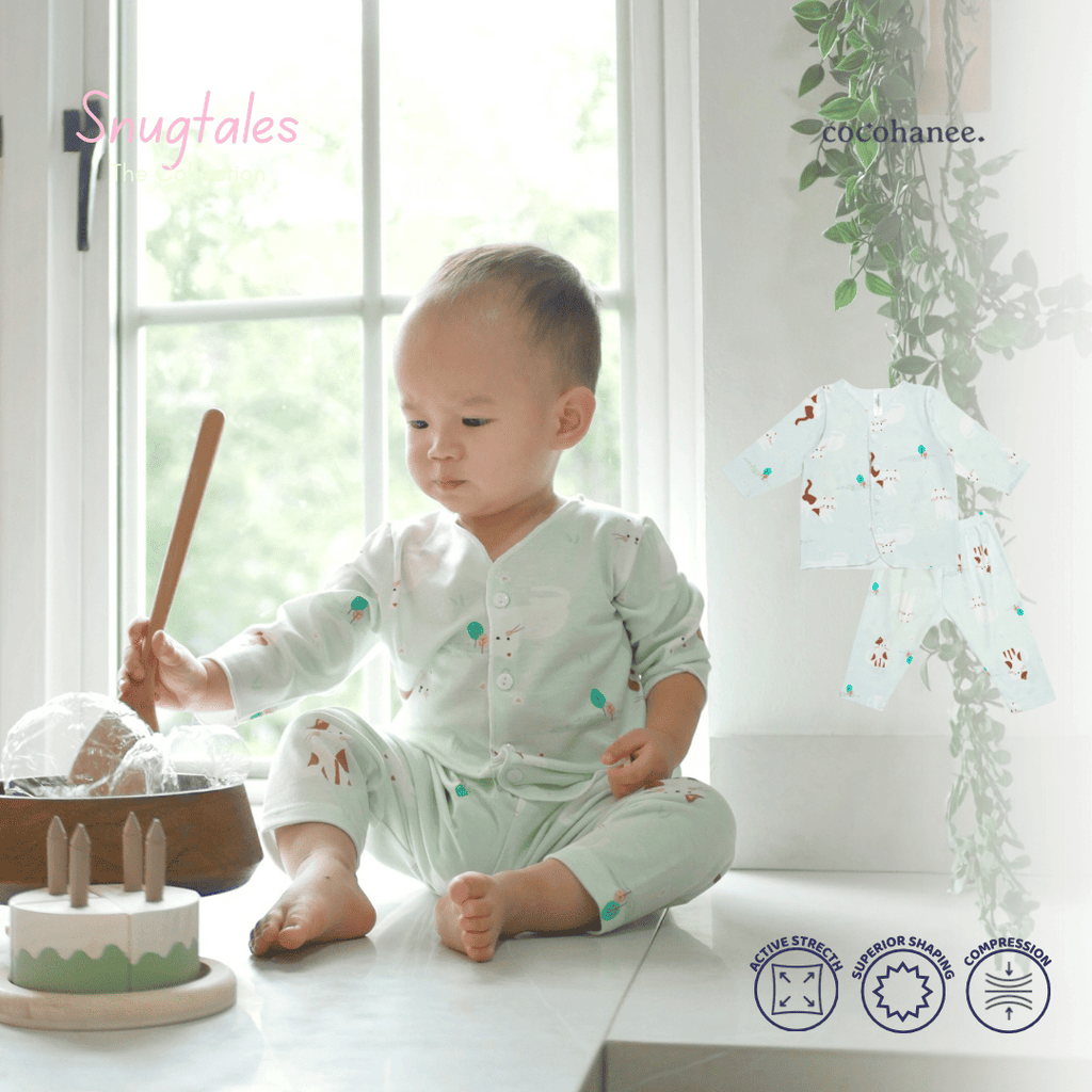 Cocohanee - Cats Playground - Baby Long Button Down Pajamas - Piyama Bayi dengan Kancing Depan