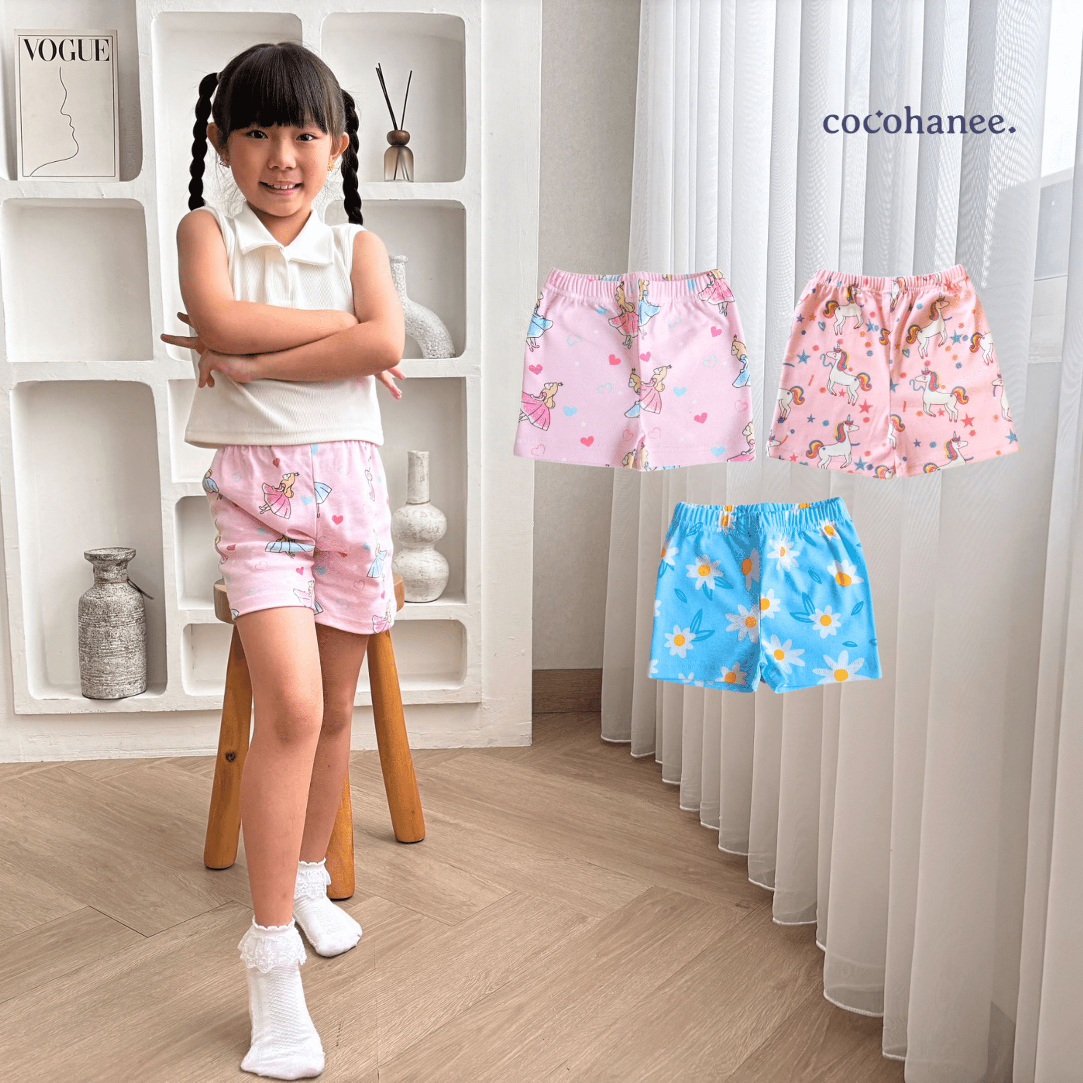 Cocohanee - Dreamland Biker Short Motif - Celana Legging Pendek Anak