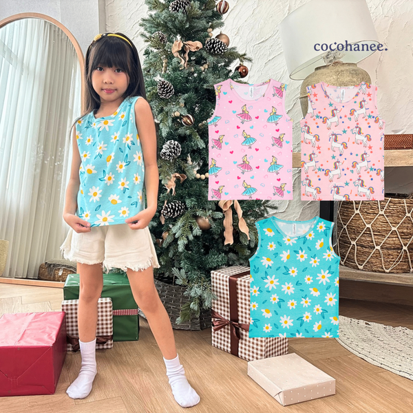 Cocohanee - Dreamland Sleeveless Top - Kaos Tanpa Lengan Anak Motif