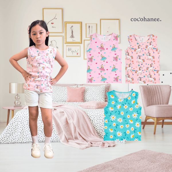 Cocohanee - Dreamland Sleeveless Top - Kaos Tanpa Lengan Anak Motif