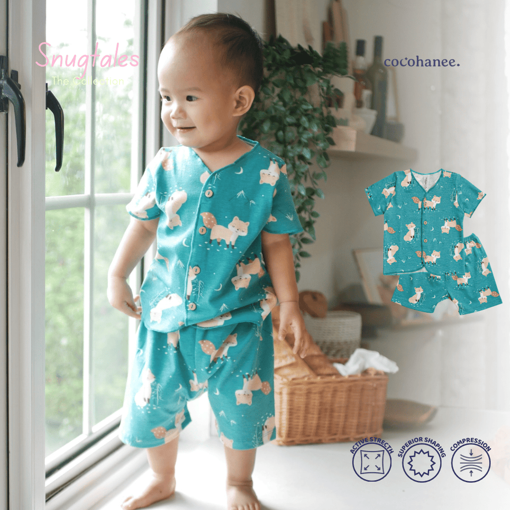 Cocohanee - Forest Night - Baby Short Button Down Pajamas - Piyama Bayi dengan Kancing Depan
