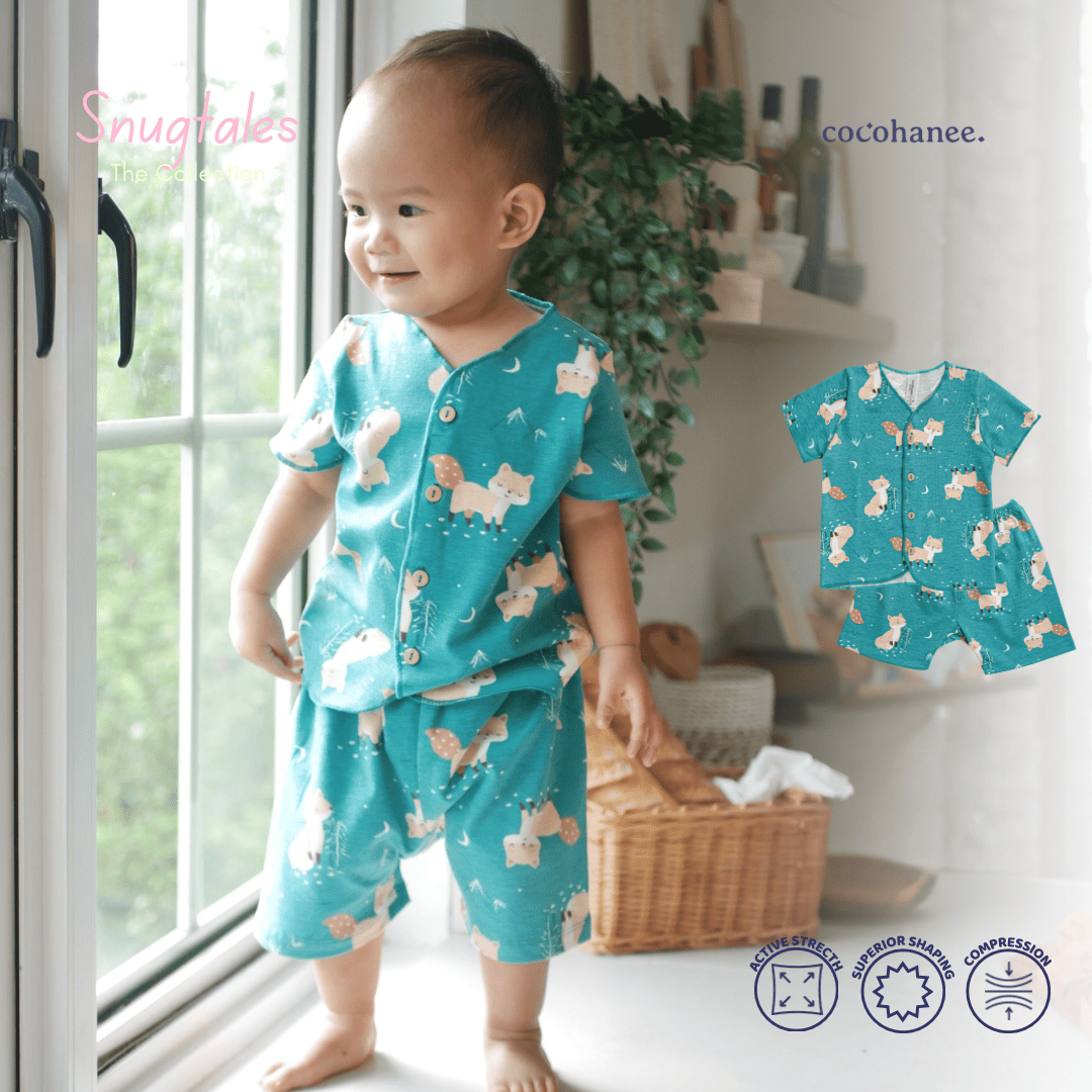 Cocohanee - Forest Night - Baby Short Button Down Pajamas - Piyama Bayi dengan Kancing Depan