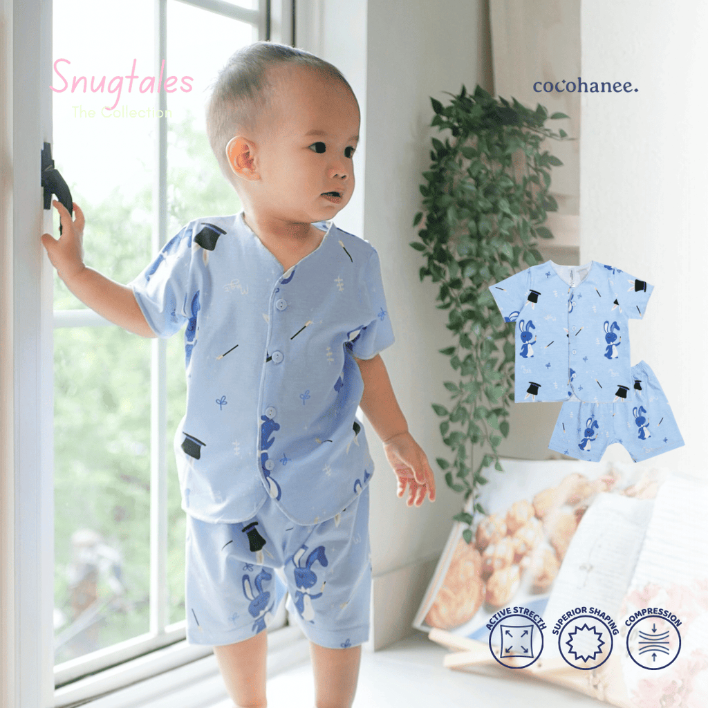 Cocohanee - Magic Rabbit - Baby Short Button Down Pajamas - Piyama Bayi dengan Kancing Depan