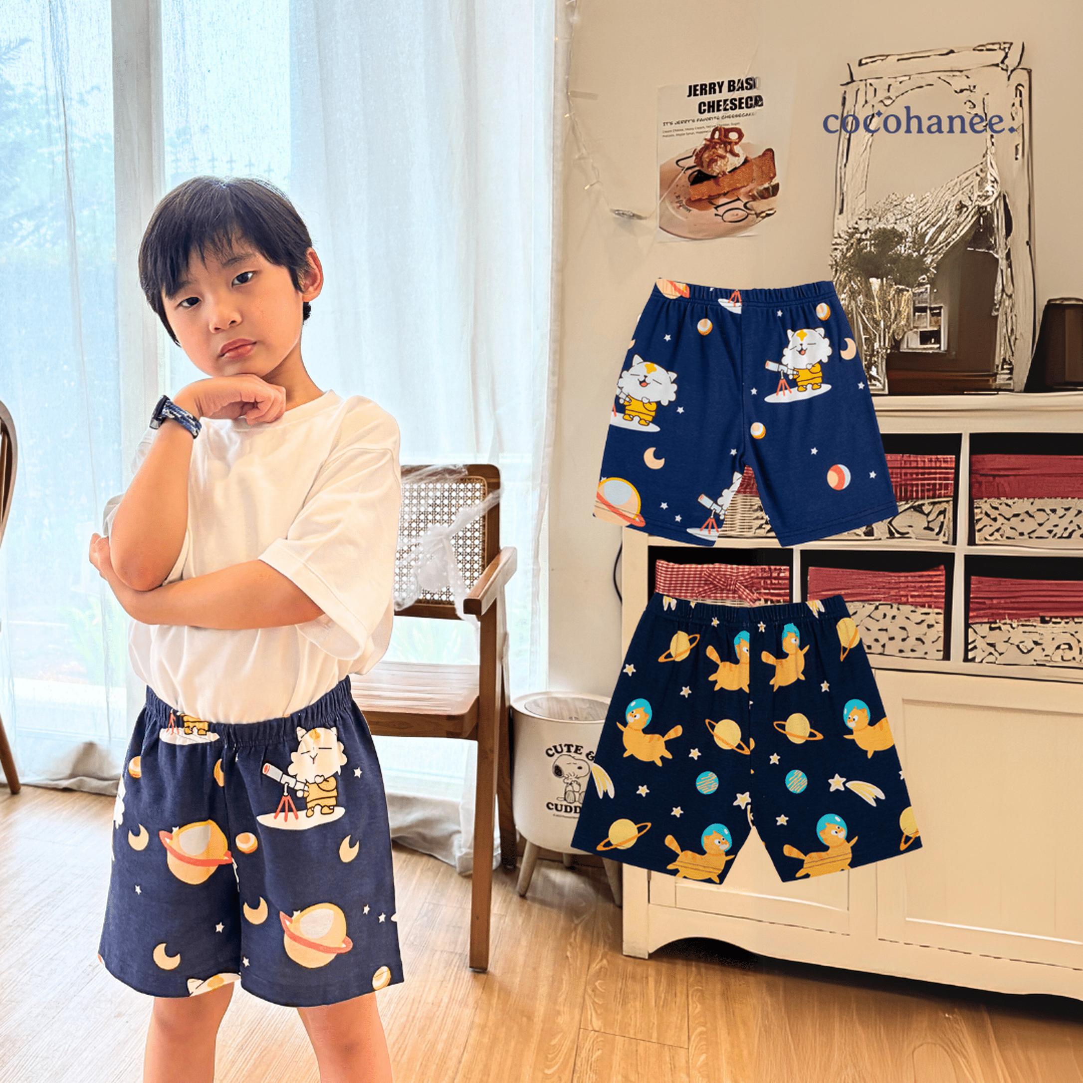 Cocohanee - Outer Space Short Pants - Celana Pendek Anak Motif