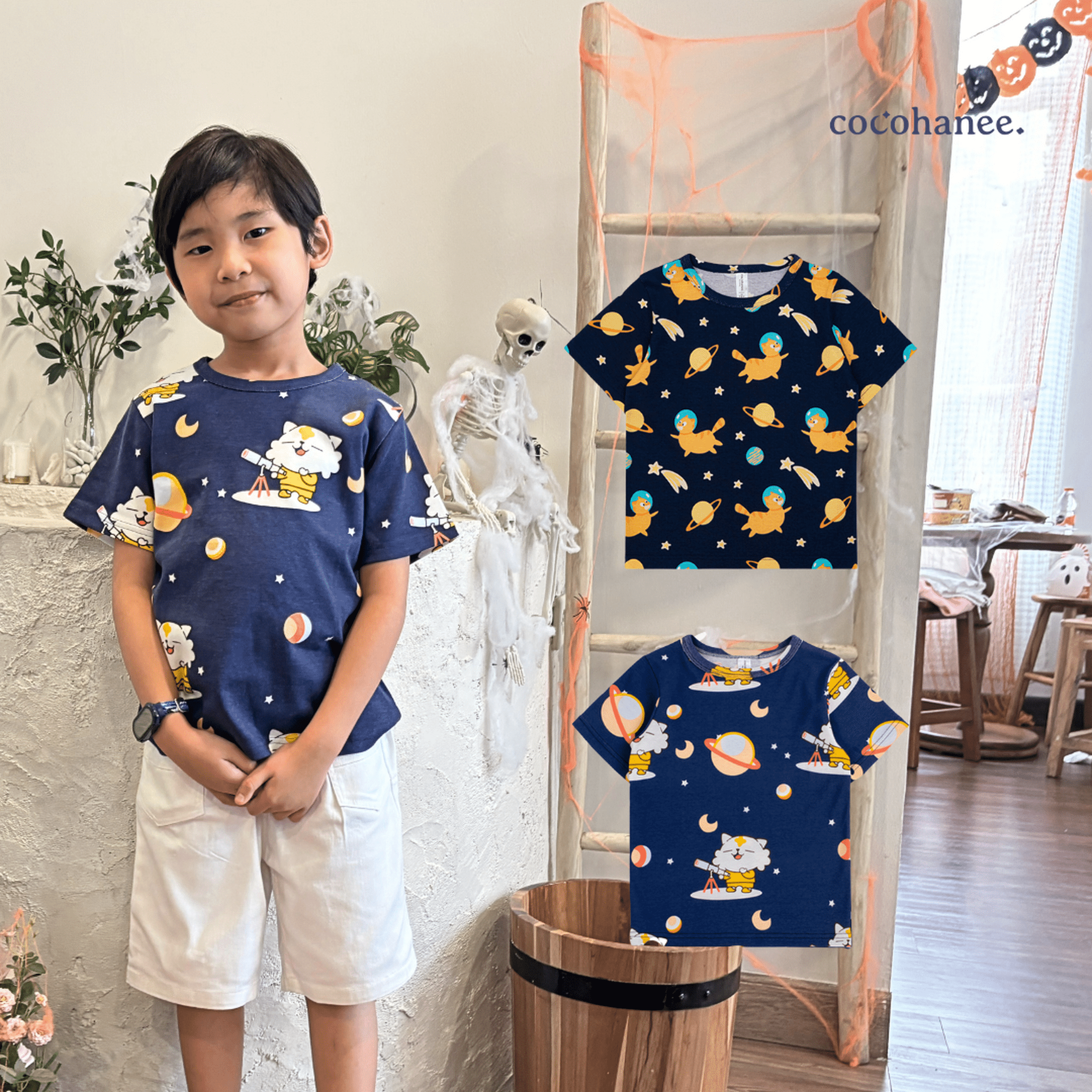 Cocohanee - Outer Space Short Top - Kaos Lengan Pendek Anak Motif