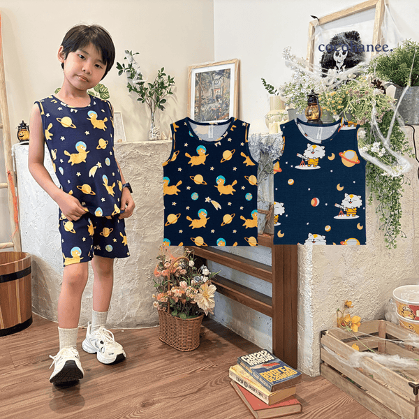 Cocohanee - Outer Space Sleeveless Top - Kaos Tanpa Lengan Anak Motif