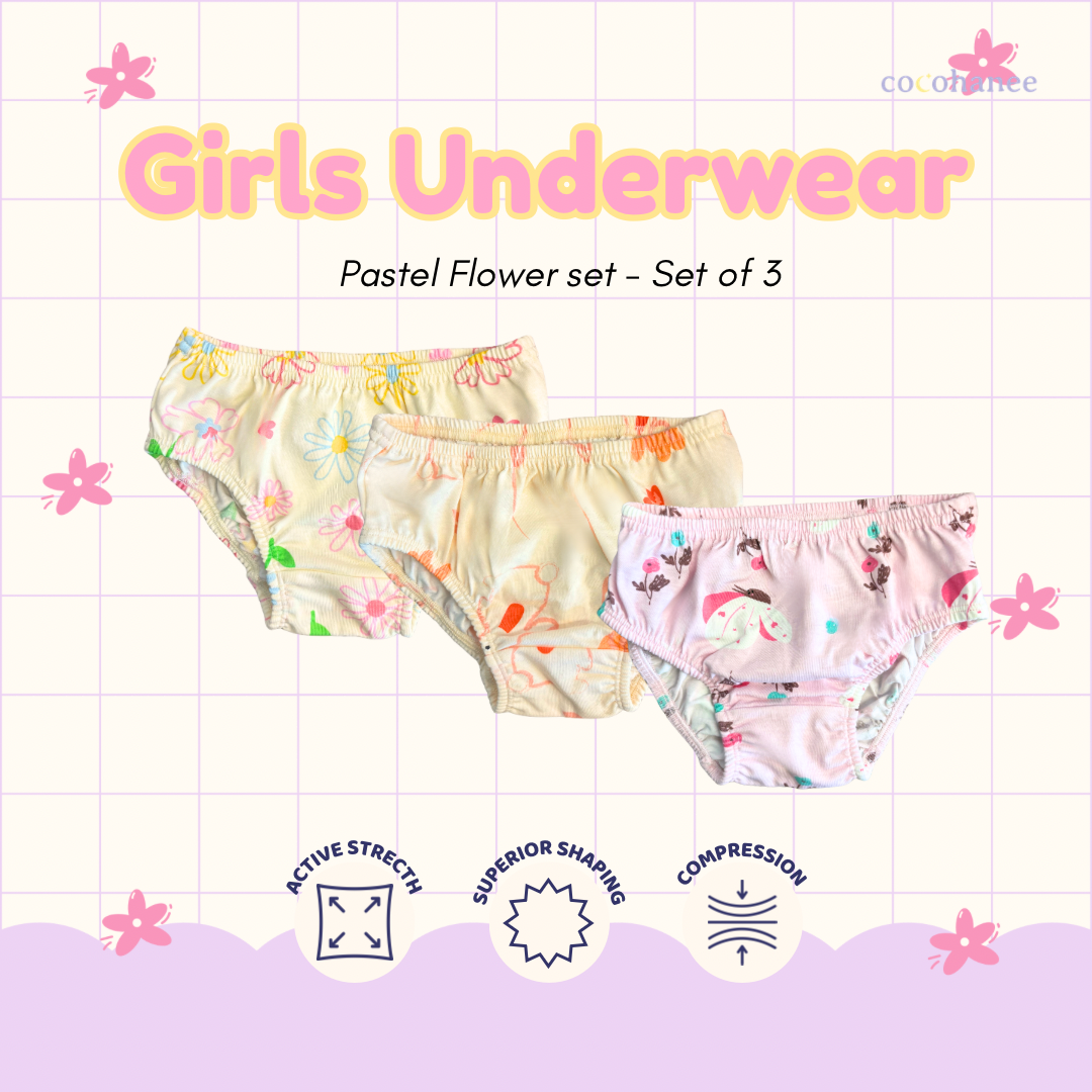 Cocohanee - Pastel Flower - Underwear Triangle (3 in 1) - Celana Dalam Anak Perempuan