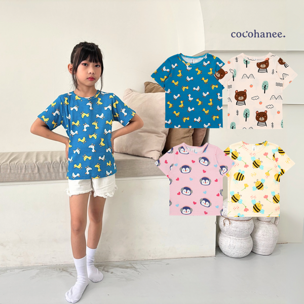 Cocohanee - Zoo Paradise Short Top - Kaos Lengan Pendek Anak Motif