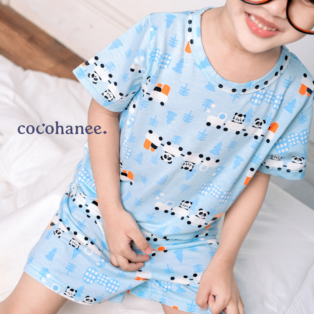 Cocohanee - Animal Train Short Pajamas - Piyama Tidur Anak