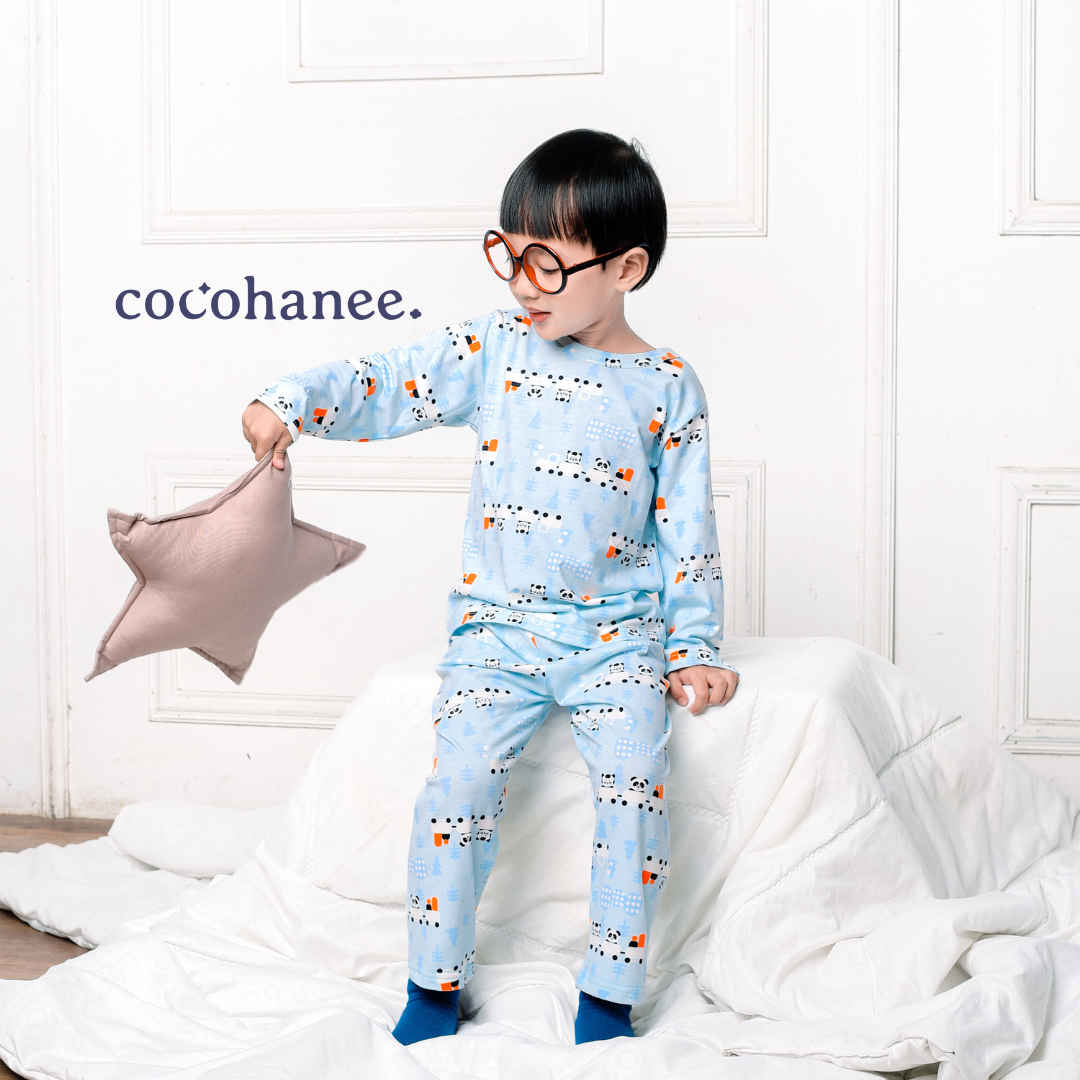 Cocohanee - Animal Train Long Pajamas - Piyama Tidur Anak