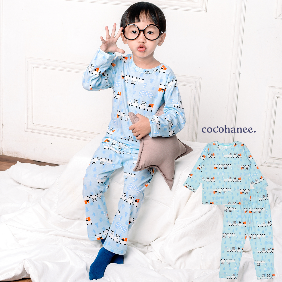 Cocohanee - Animal Train Long Pajamas - Piyama Tidur Anak