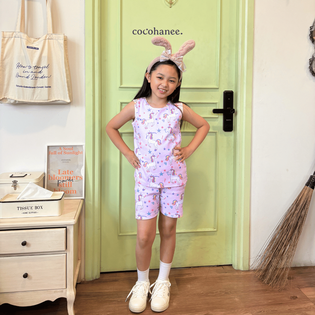 Unicorn World - Sleeveless Pajamas - Setelan Anak Tanpa Lengan