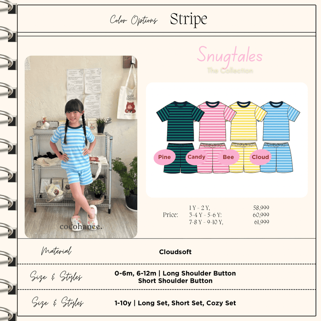 Stripe - Short Pajamas - Piyama Tidur Motif Salur Anak