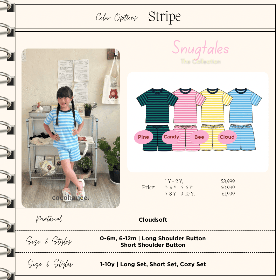 Stripe - Short Pajamas - Piyama Tidur Motif Salur Anak