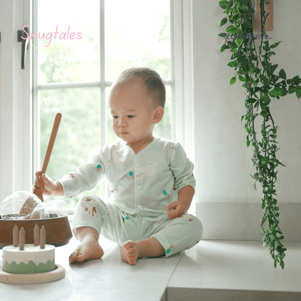 Cocohanee - Cats Playground - Baby Long Button Down Pajamas - Piyama Bayi dengan Kancing Depan