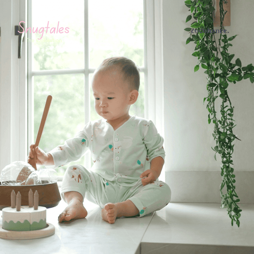 Cocohanee - Cats Playground - Baby Long Button Down Pajamas - Piyama Bayi dengan Kancing Depan