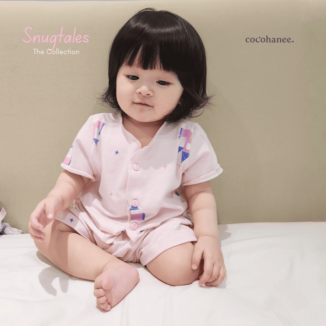 Cocohanee - Fairy Castle - Baby Short Button Down Pajamas - Piyama Bayi dengan Kancing Depan