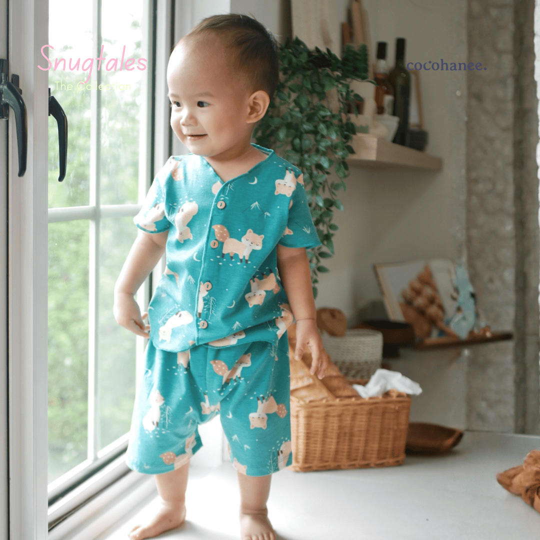 Cocohanee - Forest Night - Baby Short Button Down Pajamas - Piyama Bayi dengan Kancing Depan