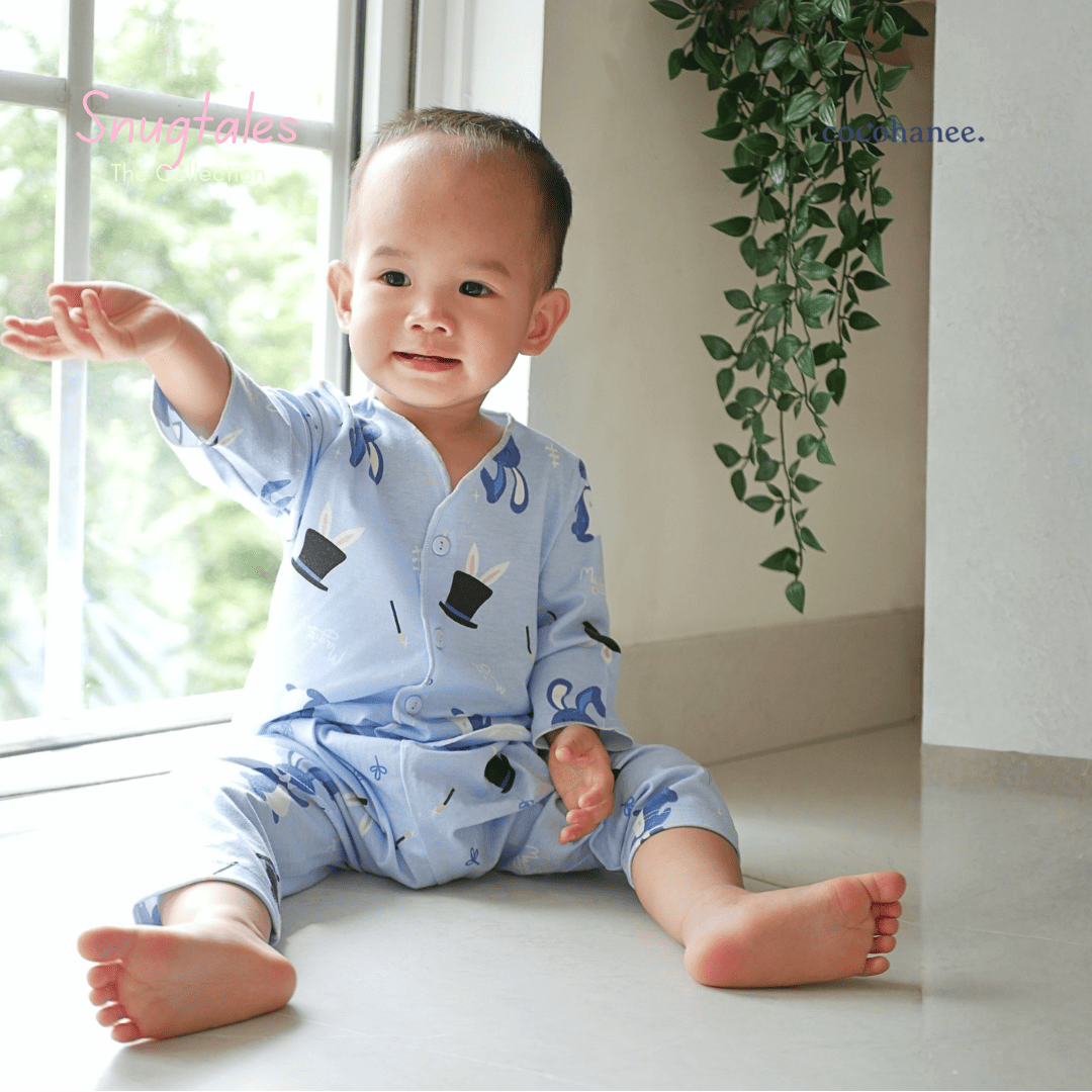 Cocohanee - Magic Rabbit - Baby Long Button Down Pajamas - Piyama Bayi dengan Kancing Depan