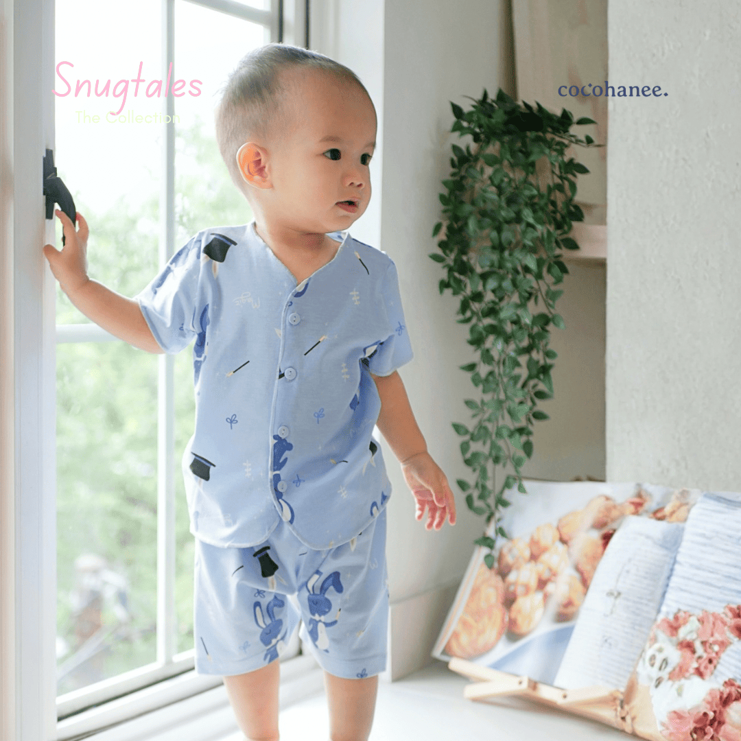 Cocohanee - Magic Rabbit - Baby Short Button Down Pajamas - Piyama Bayi dengan Kancing Depan