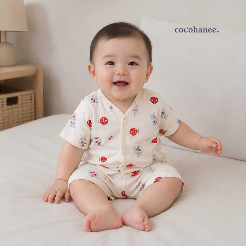 Cocohanee Local Market - Short Button Down Pajamas Fish Market