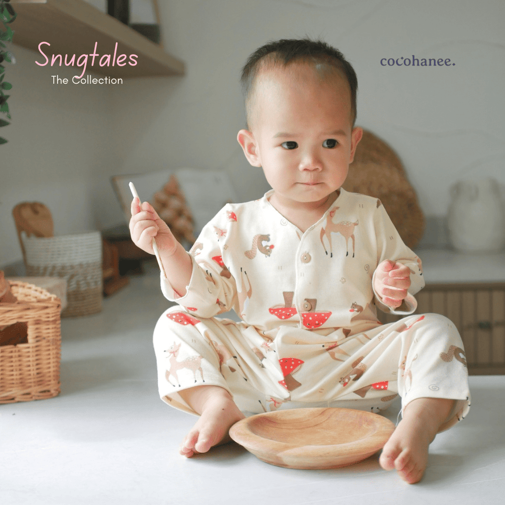 Cocohanee - Autumn Meadow - Baby Long Button Down Pajamas - Piyama Bayi dengan Kancing Depan