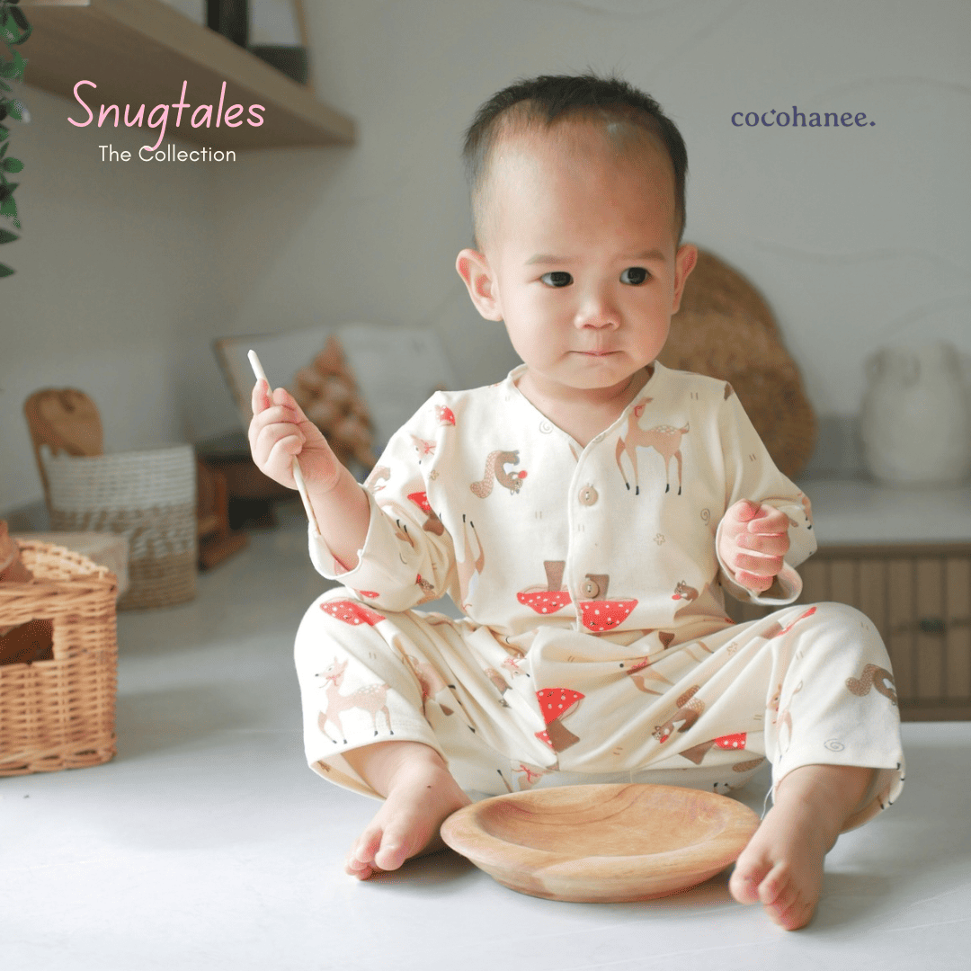 Cocohanee - Autumn Meadow - Baby Long Button Down Pajamas - Piyama Bayi dengan Kancing Depan