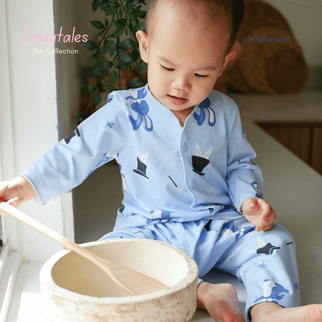 Cocohanee - Magic Rabbit - Baby Long Button Down Pajamas - Piyama Bayi dengan Kancing Depan