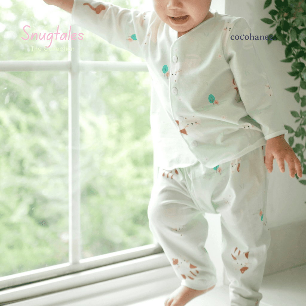 Cocohanee - Cats Playground - Baby Long Button Down Pajamas - Piyama Bayi dengan Kancing Depan