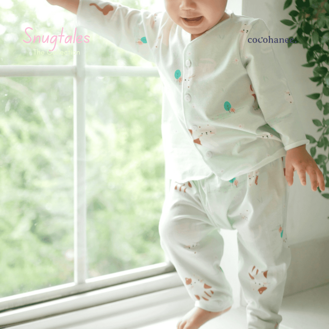 Cocohanee - Cats Playground - Baby Long Button Down Pajamas - Piyama Bayi dengan Kancing Depan