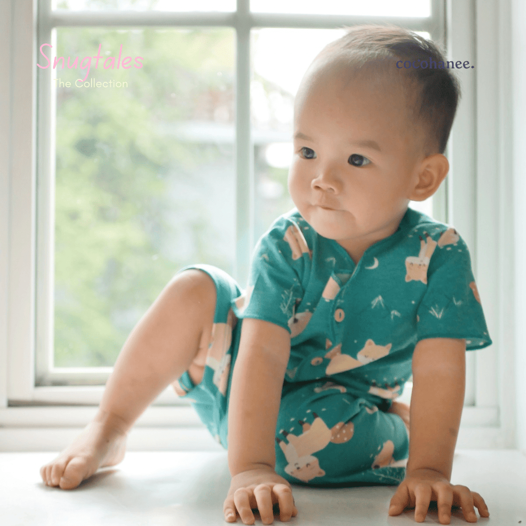 Cocohanee - Forest Night - Baby Short Button Down Pajamas - Piyama Bayi dengan Kancing Depan