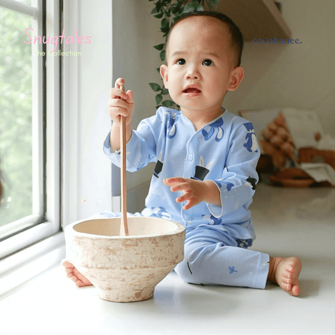 Cocohanee - Magic Rabbit - Baby Long Button Down Pajamas - Piyama Bayi dengan Kancing Depan