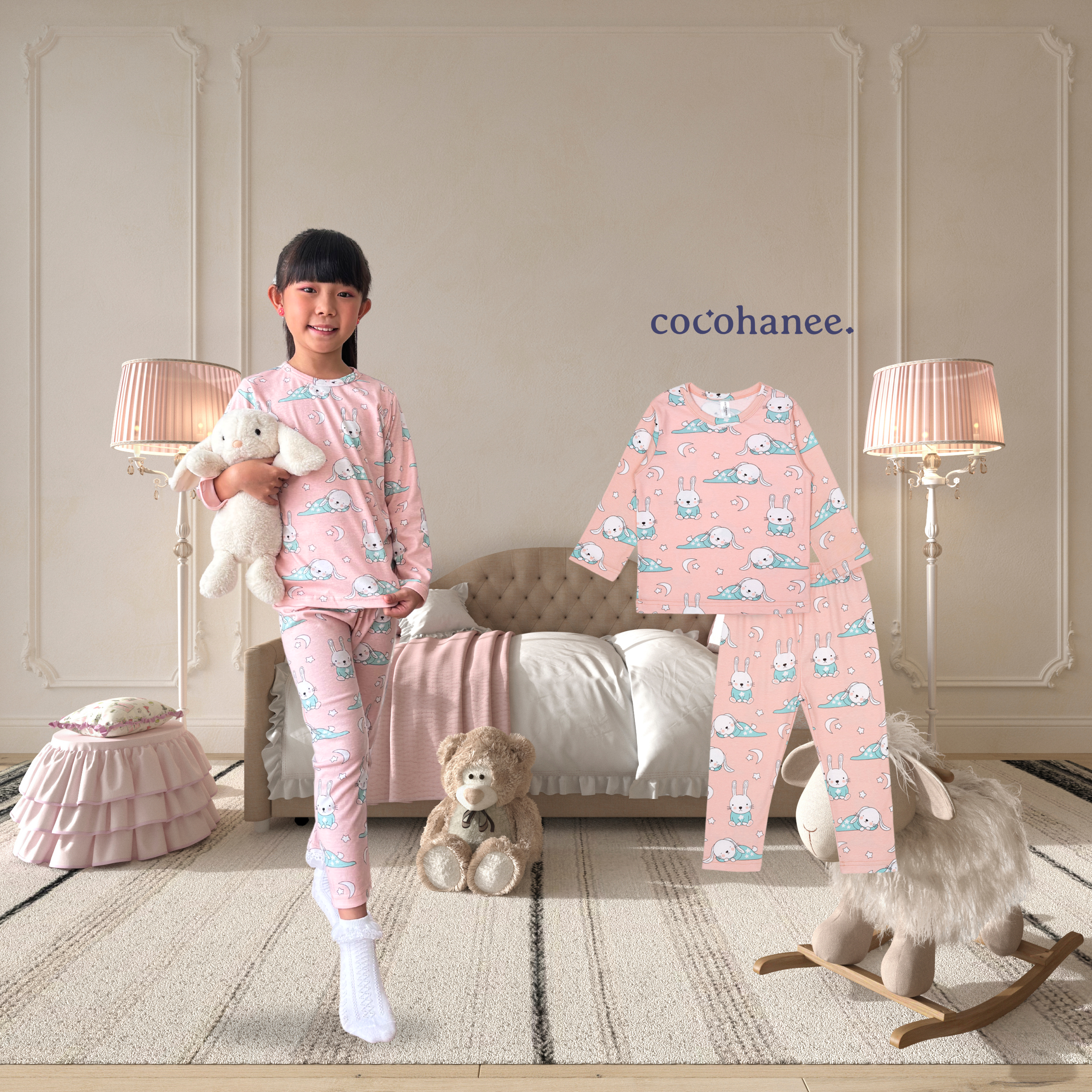 Cocohanee - Rabbit on Pajamas Long Pajamas - Piyama Tidur Anak