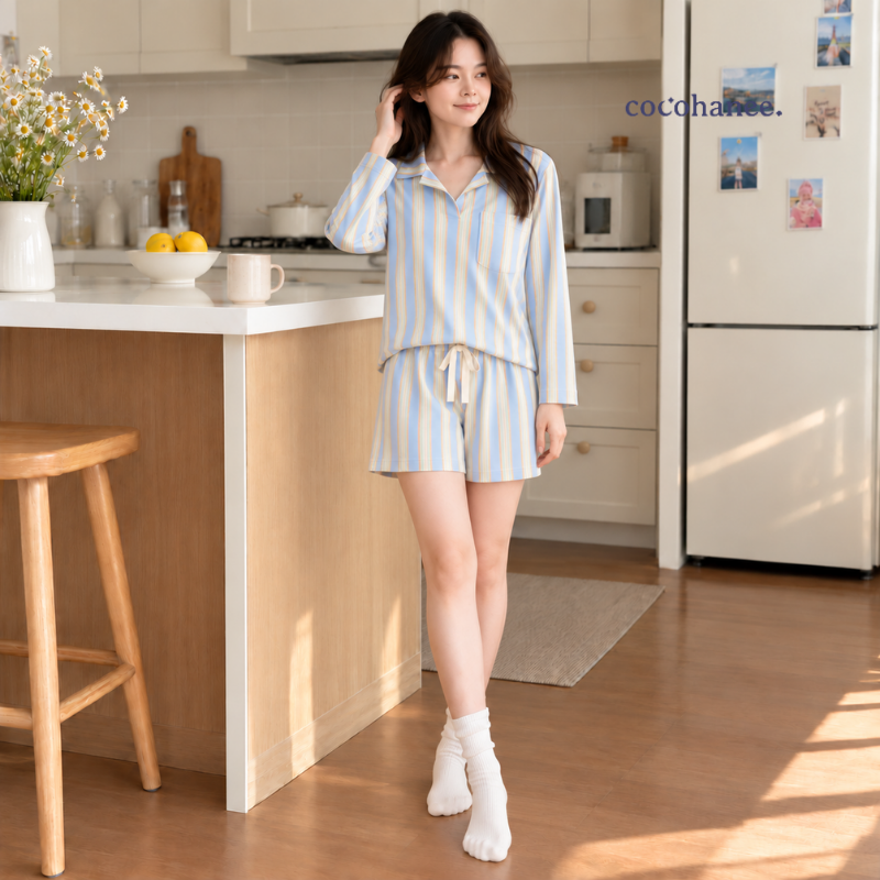 Cocohanee Classic Summer Vibe - Lune Oversize Chill Pajamas Coastal Play