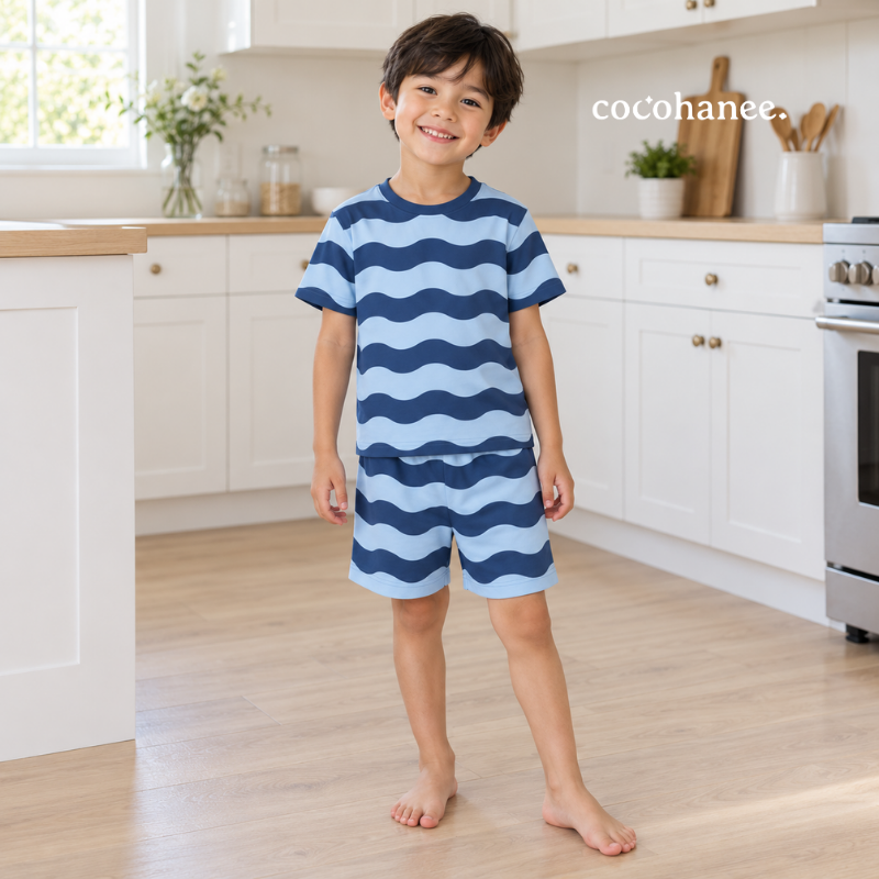 Cocohanee Classic Summer Vibe - Short Pajamas Jelly Wave