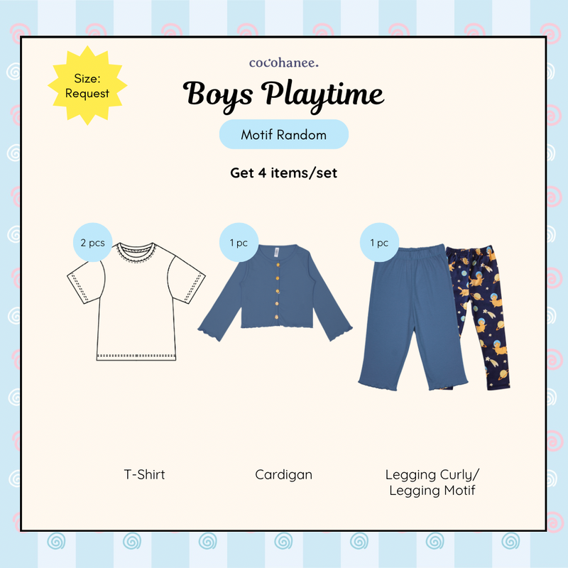 Boys Playtime Bundle - Baju Anak Laki-Laki Bermotif