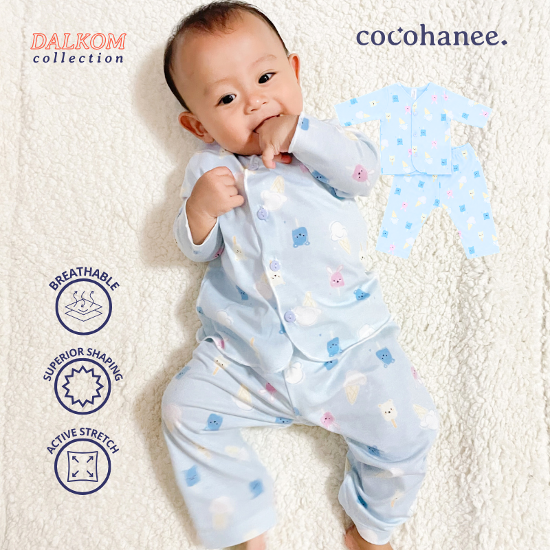 Popsicle - Baby Long Button Down Pajamas - Piyama Bayi Motif