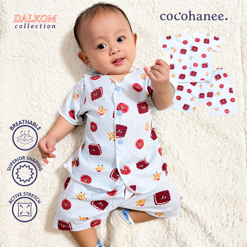 Mr. Wafer - Baby Short Button Down Pajamas - Piyama Bayi Motif