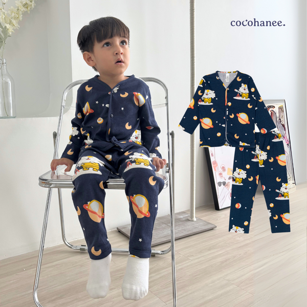 Cocohanee - Coco Moonlight Button Down Long Pajamas - Piyama Bayi dan Anak dengan Kancing Depan