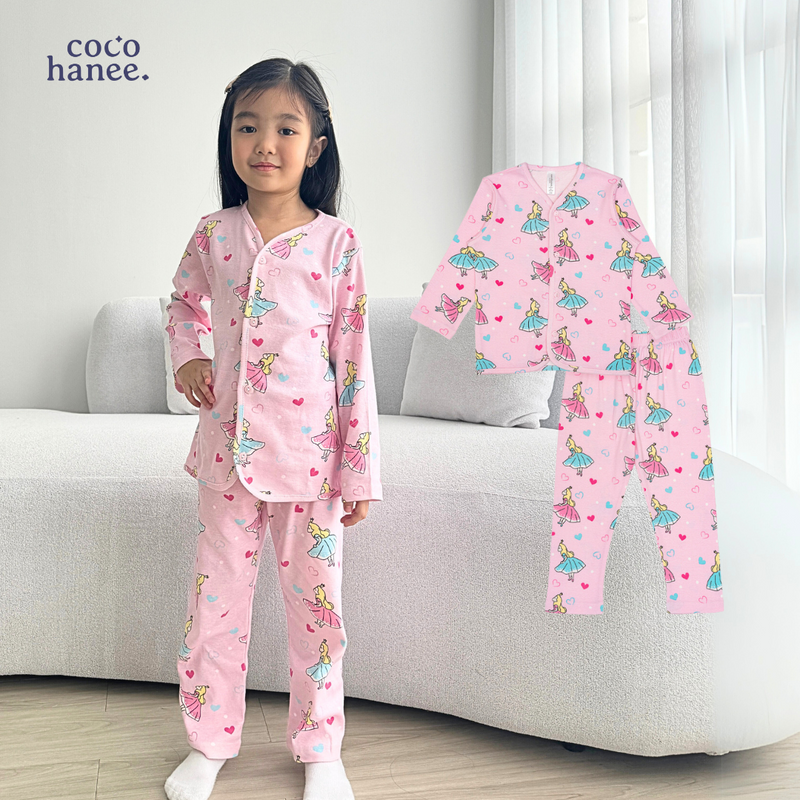 Cocohanee - Cinderelle Button Down Long Pajamas - Piyama Bayi dan Anak dengan Kancing Depan