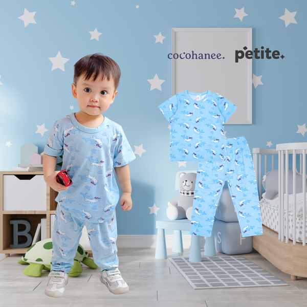 Cocohanee - Shark Wave Baby Cozy Pajamas - Piyama Tidur Bayi