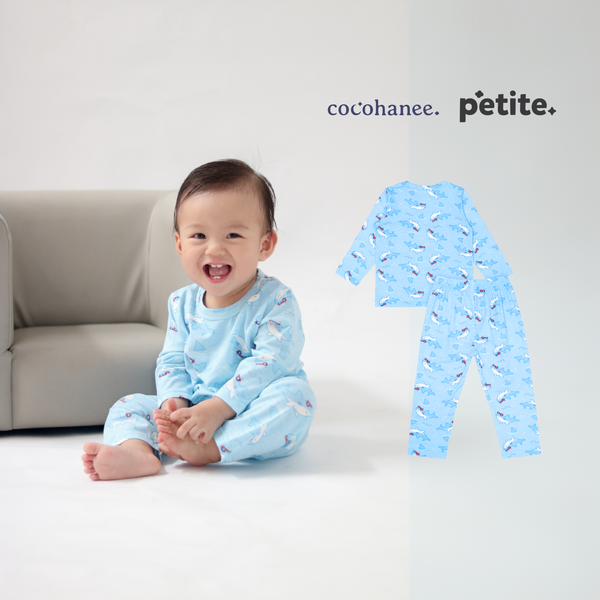 Cocohanee - Shark Wave Baby Long Pajamas - Piyama Tidur Bayi