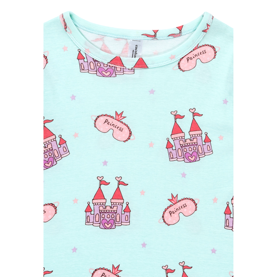 Cocohanee - Princess Castle in Mint Short Pajamas - Piyama Tidur Anak