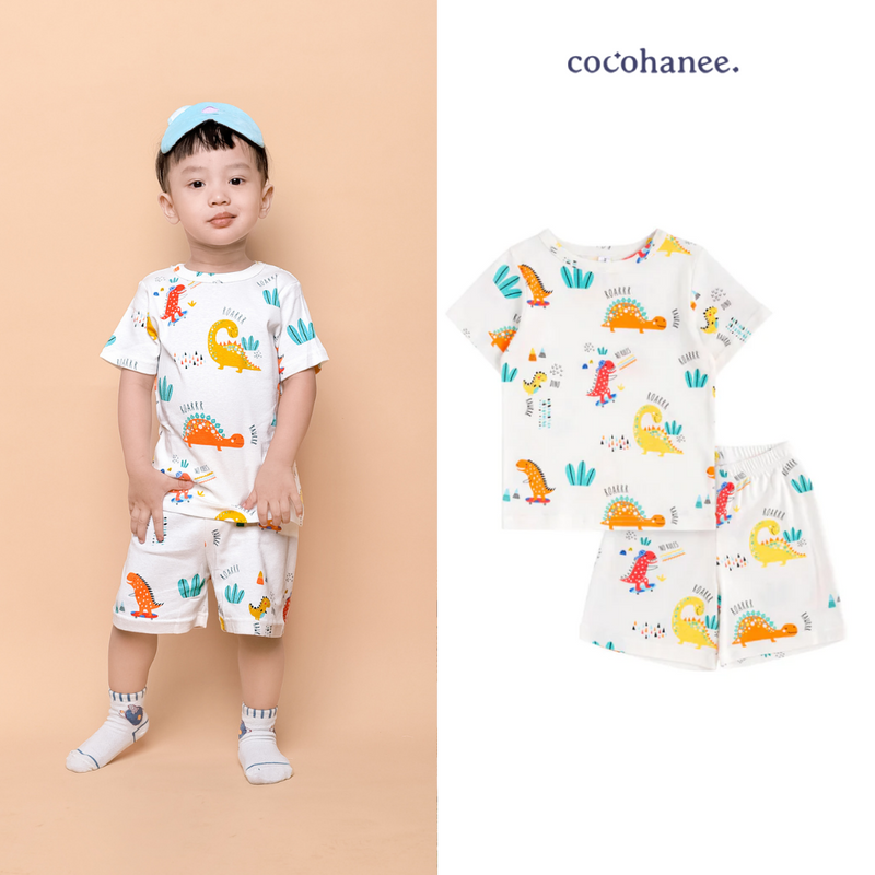 Cocohanee - Orange Dino Short Pajamas