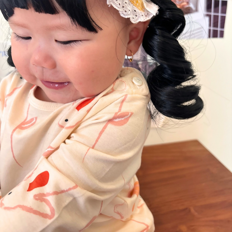 Bunny Petals - Baby Long Shoulder Button Pajamas - Piyama Bayi dengan Kancing di Bahu